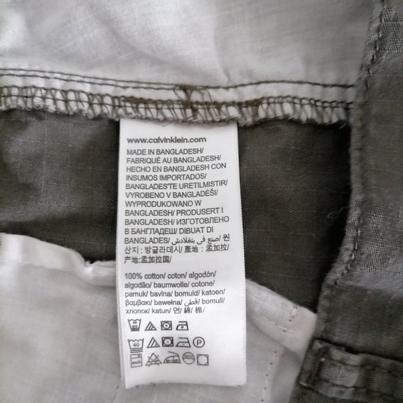 Calvin Klein Mens Army Green Mid Rise Regular Fit Denim Cargo Shorts Size W38 - Picture 6 of 6